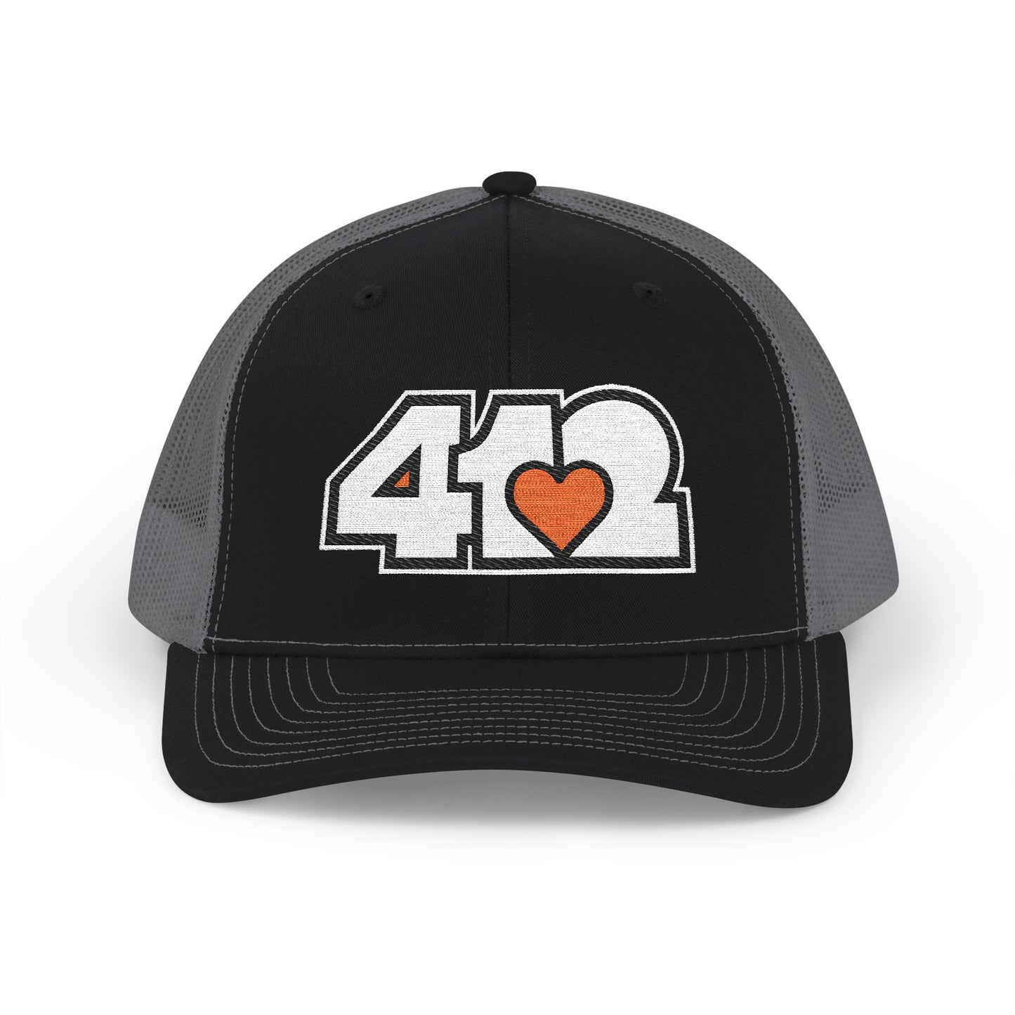 Orange Heart Embroidered Snapback Cap