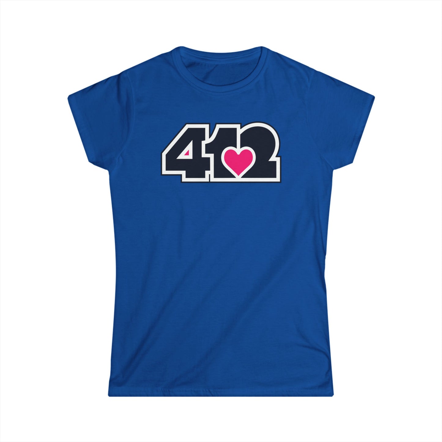 412 Women's Softstyle Tee - Pink Heart, Black Logo