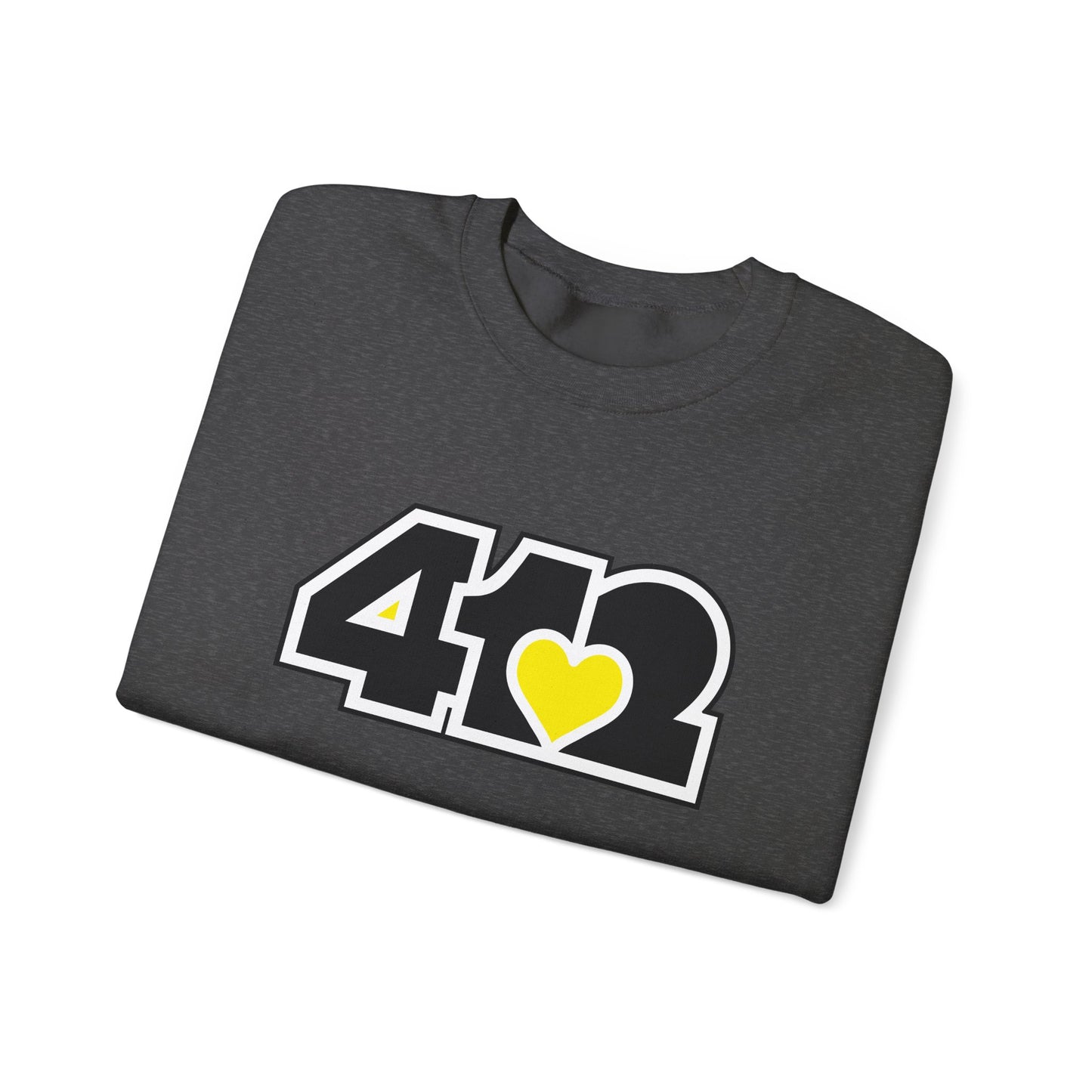412 Crew Neck Sweatshirt - Yellow Heart, Black Logo
