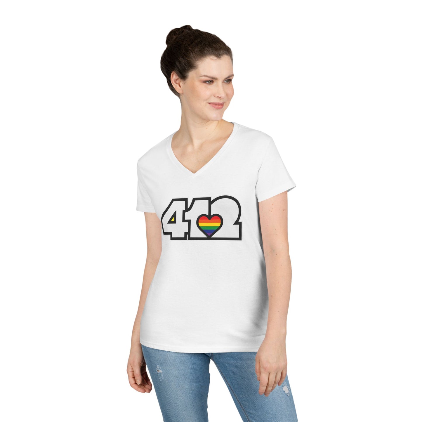 Rainbow Heart Women’s V-Neck