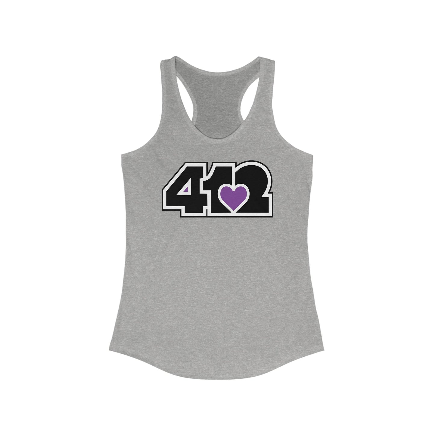 412 Women's Racerback Tank Top - Purple Heart, Black Logo