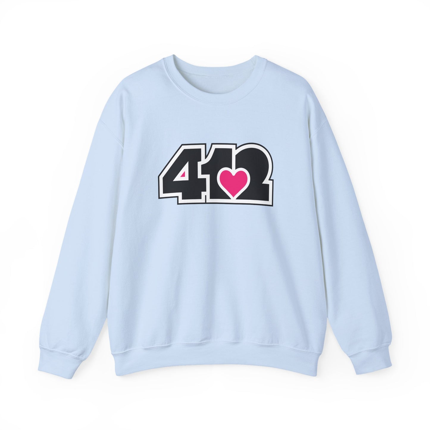 412 Crew Neck Sweatshirt - Pink Heart, Black Logo