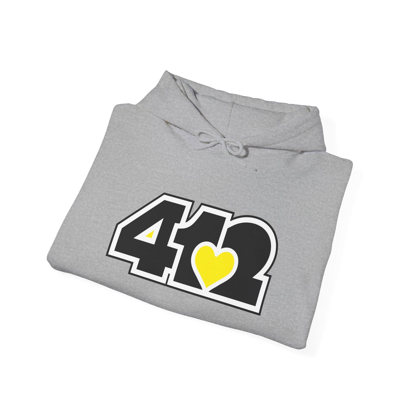 412 Classic Fit Adult Hoodie - Yellow Heart, Black Logo