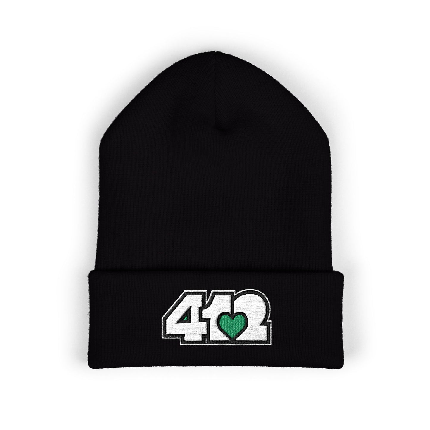 Green Heart Embroidered Beanie Hat