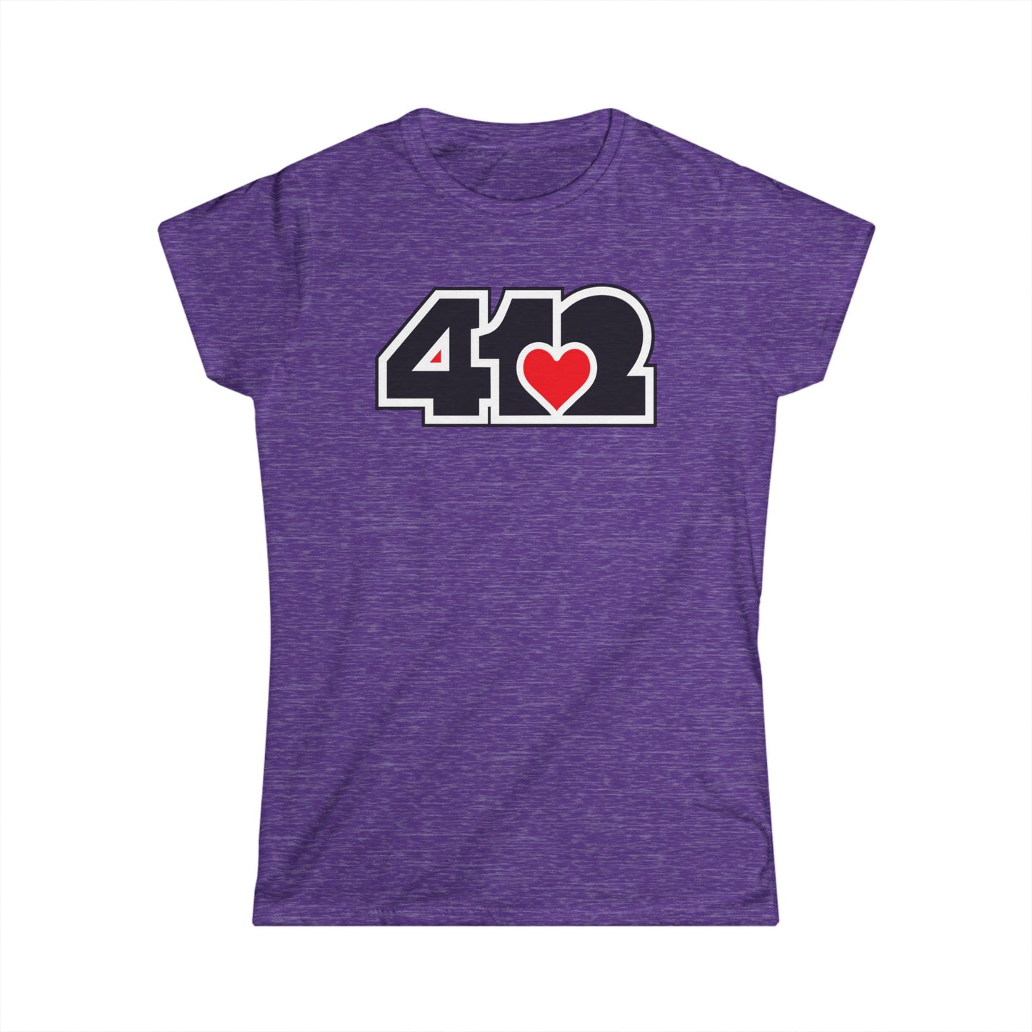 412 Women's Softstyle Tee - Red Heart, Black Logo