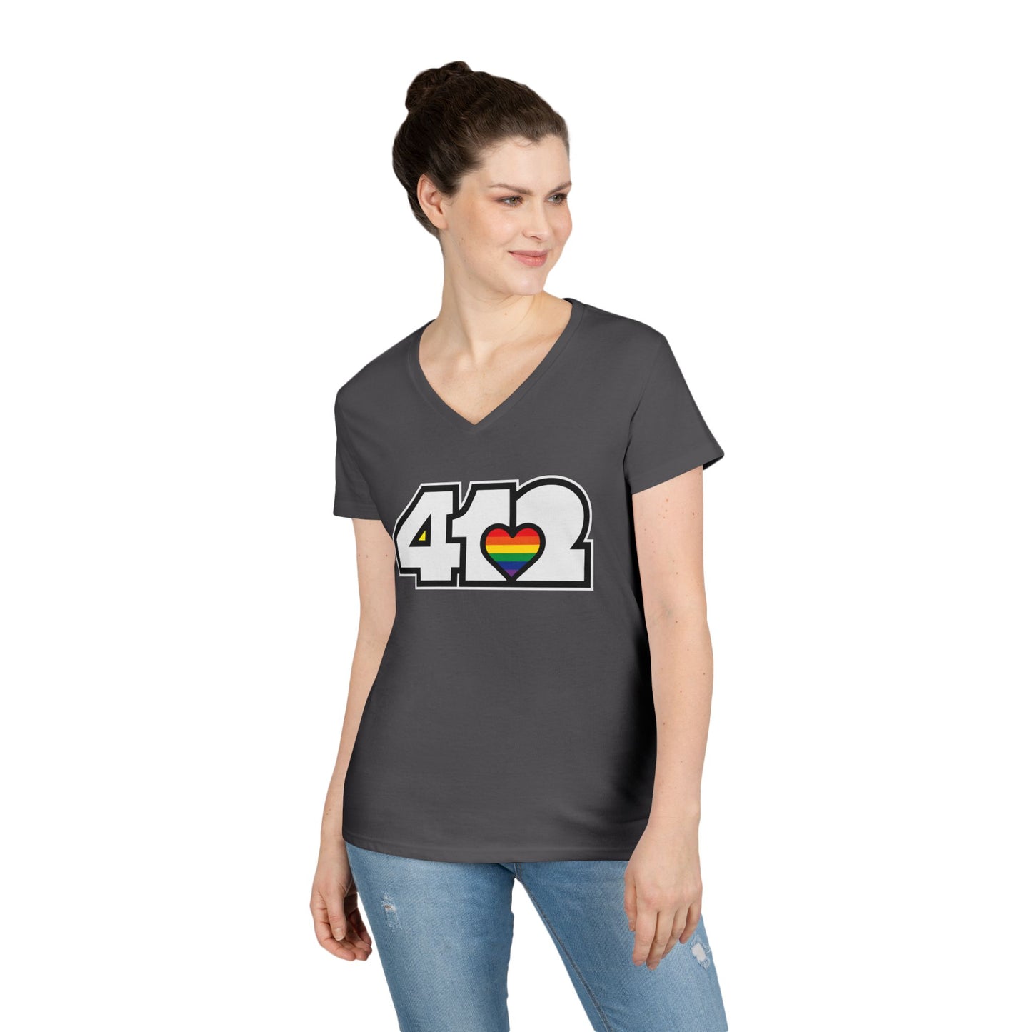 Rainbow Heart Women’s V-Neck