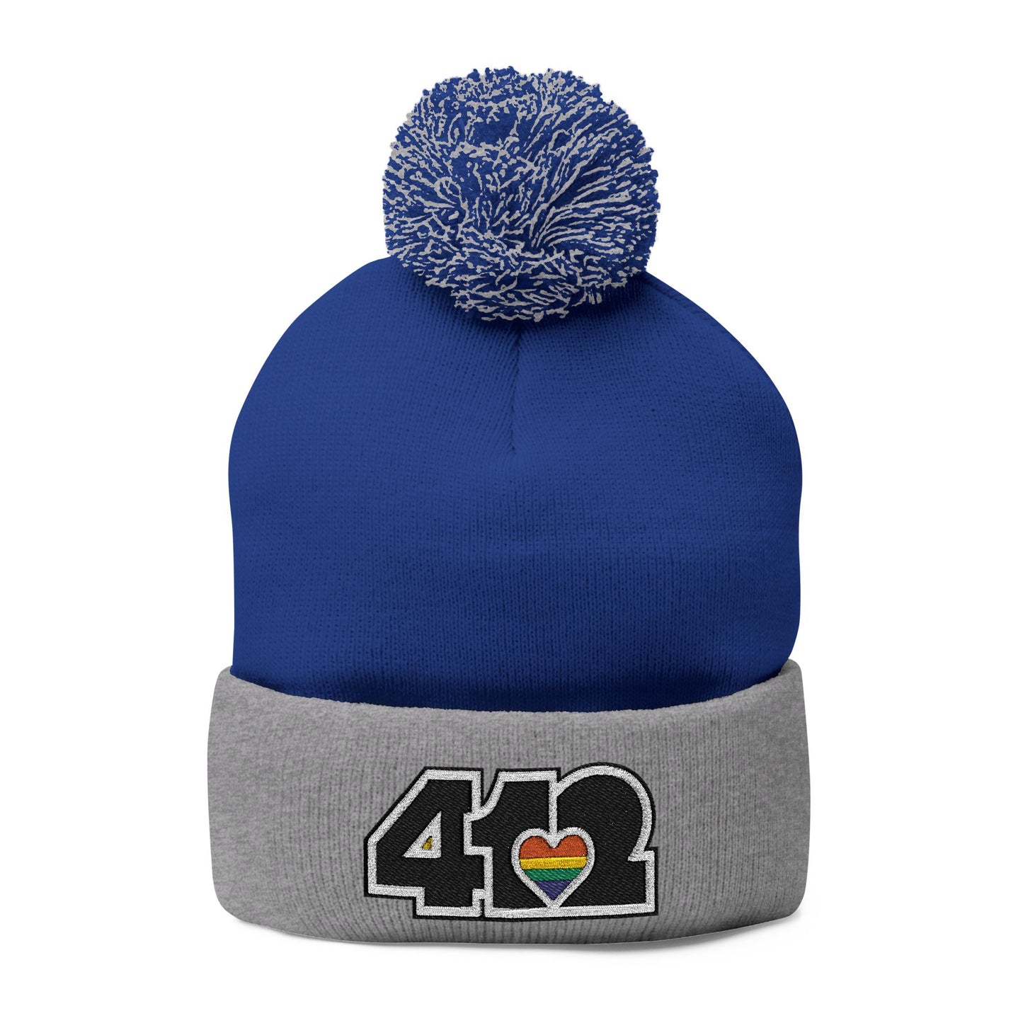 412 Bobble Crown - Embroidered Rainbow Heart, Black Logo