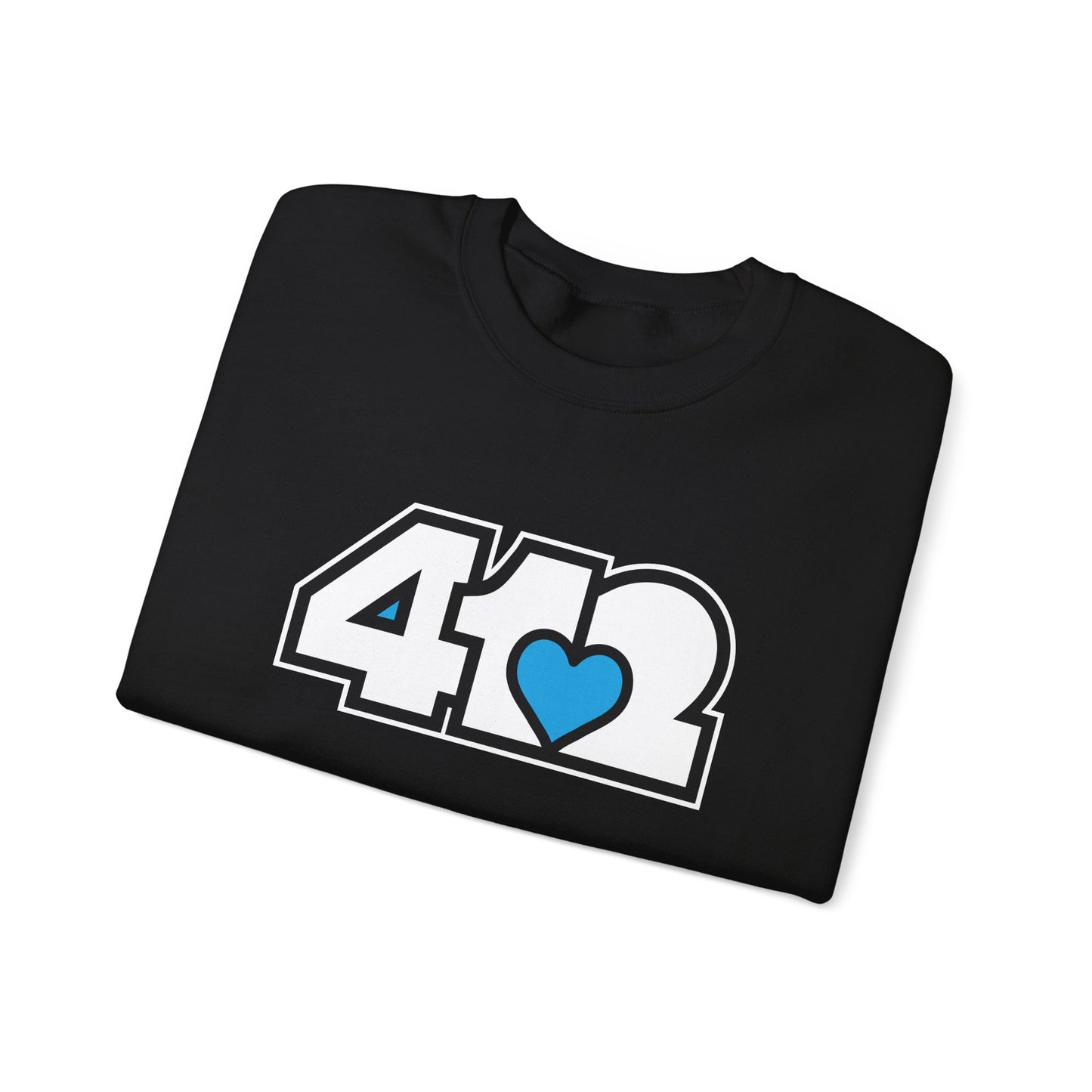 412 Crew Neck Sweatshirt - Blue Heart, White Logo
