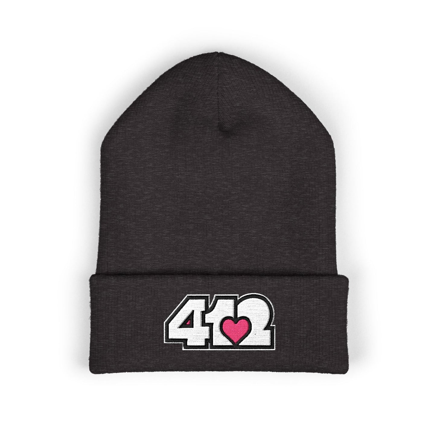 Pink Heart Embroidered Beanie Hat