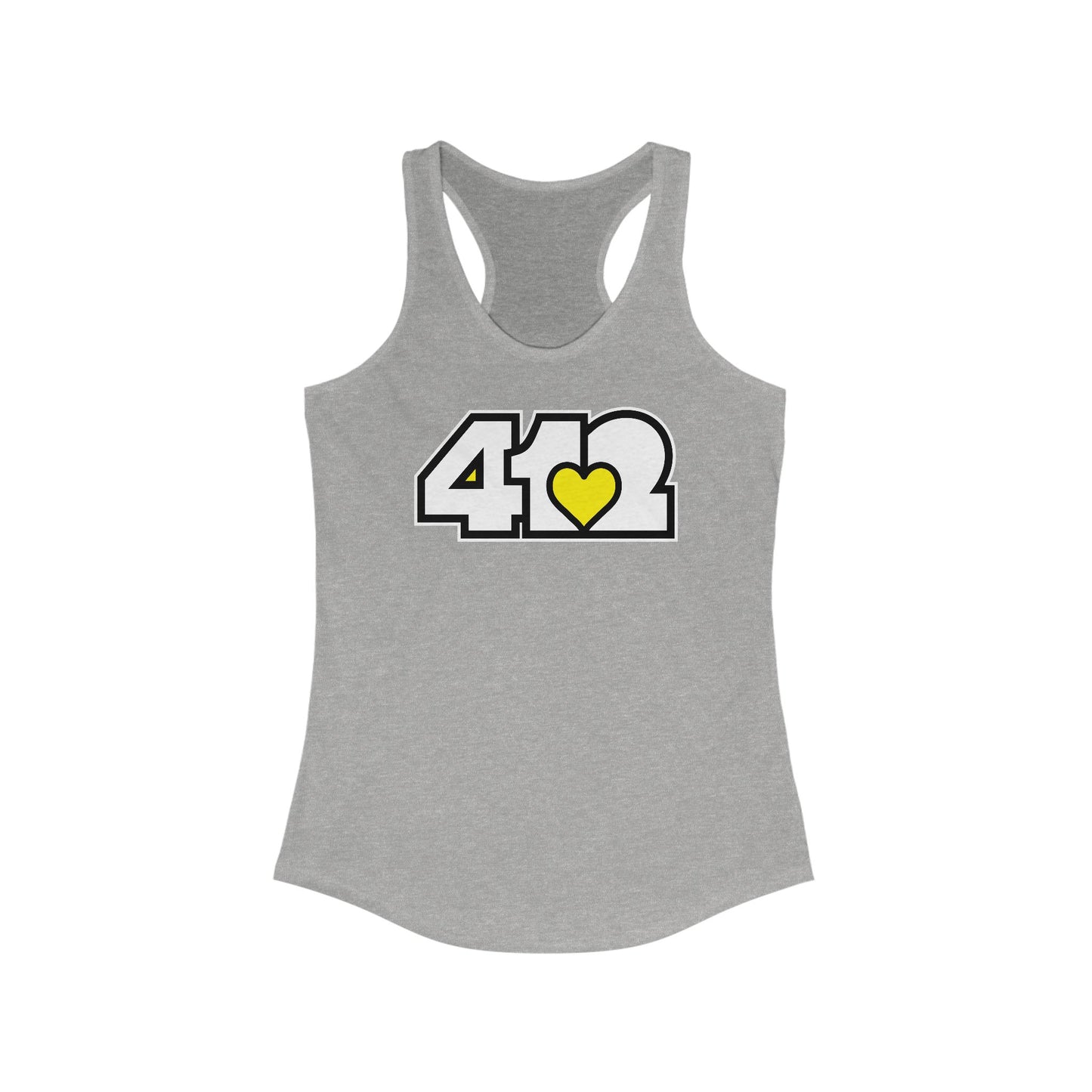 412 Women's Racerback Tank Top - Yellow Heart, White Logo