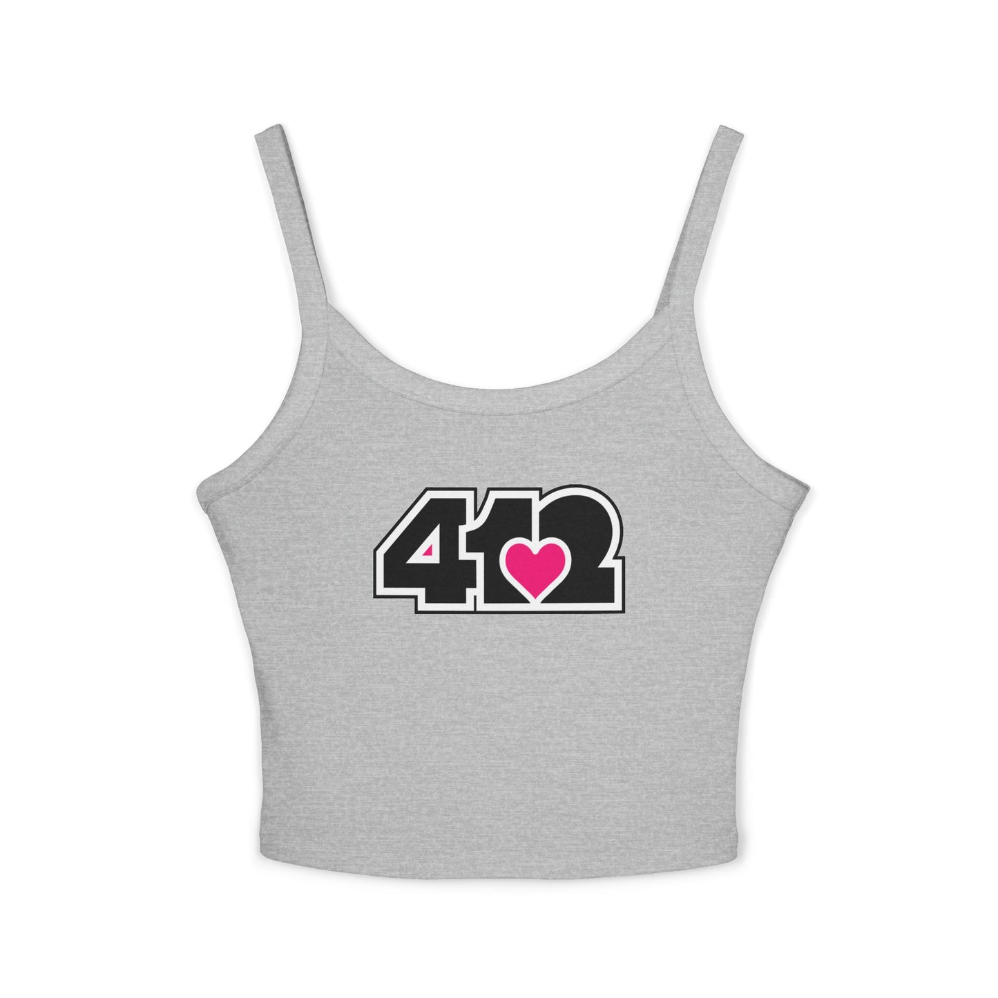 412 Women’s Camisole – Pink Heart, Black Logo