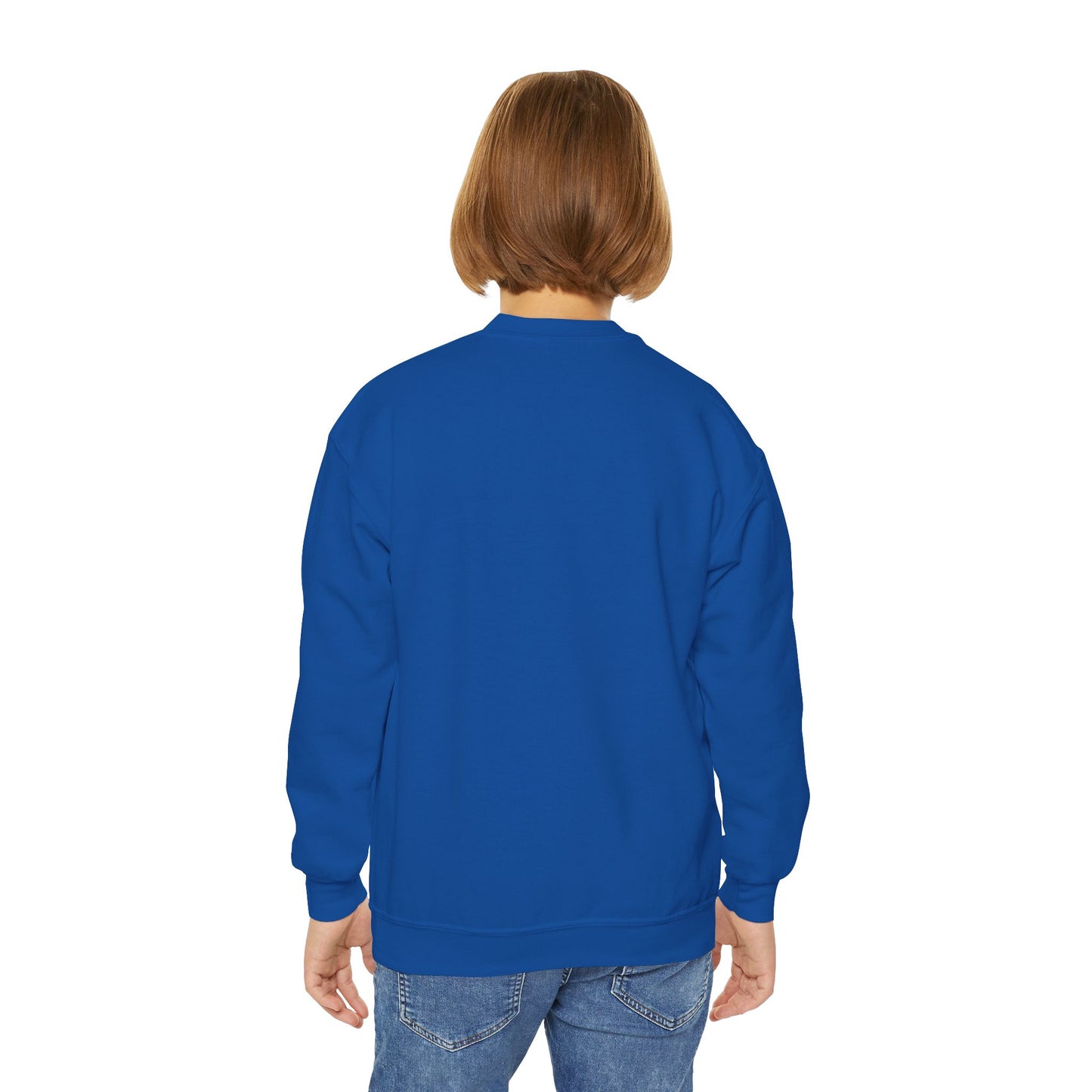 412 Crew Neck Youth Sweatshirt - Blue Heart, White Logo