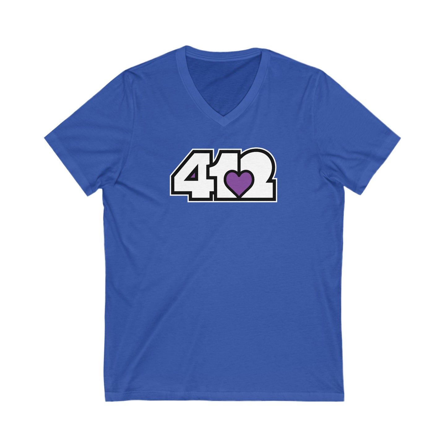 412 Women's V-Neck - Purple Heart, White Logo