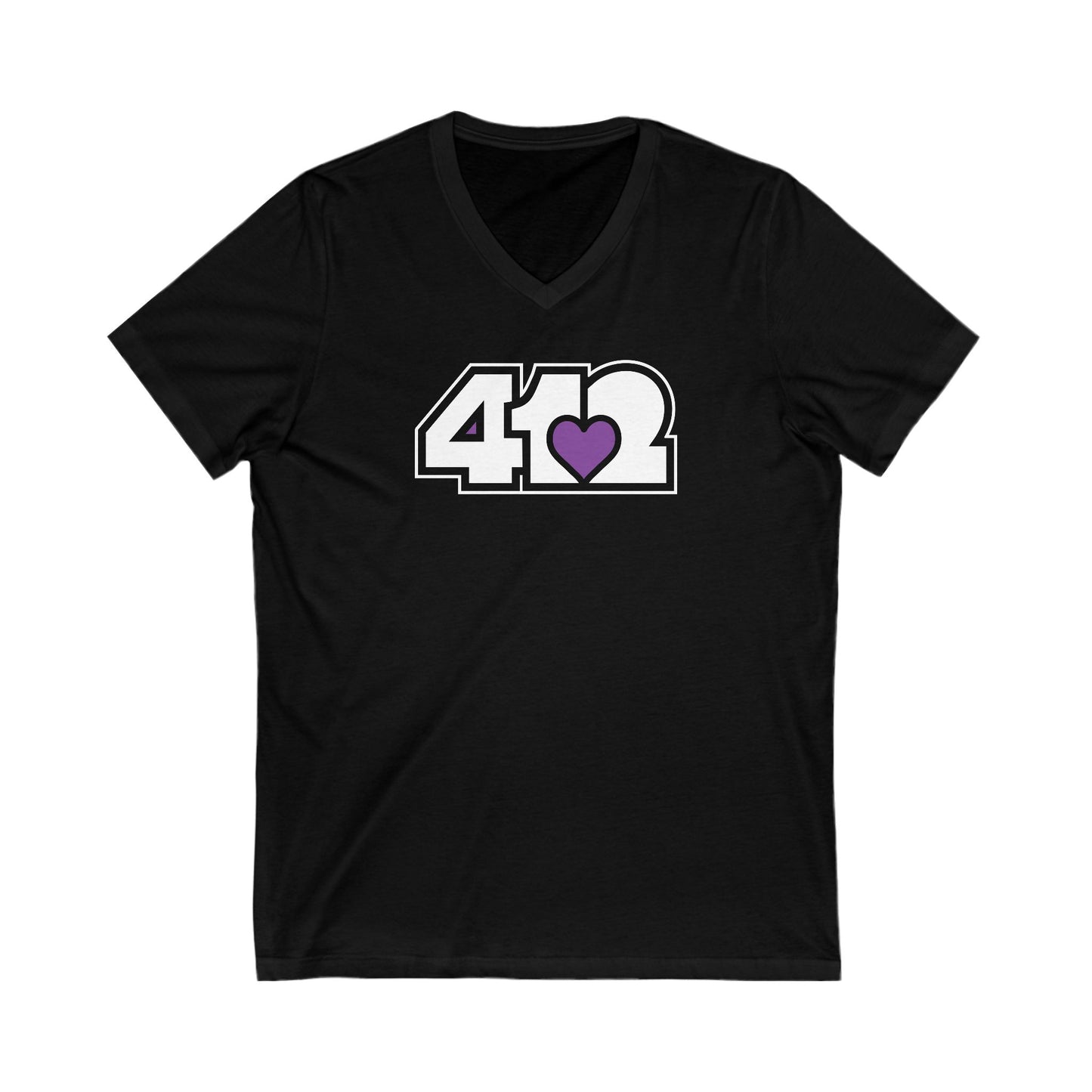 412 Women's V-Neck - Purple Heart, White Logo