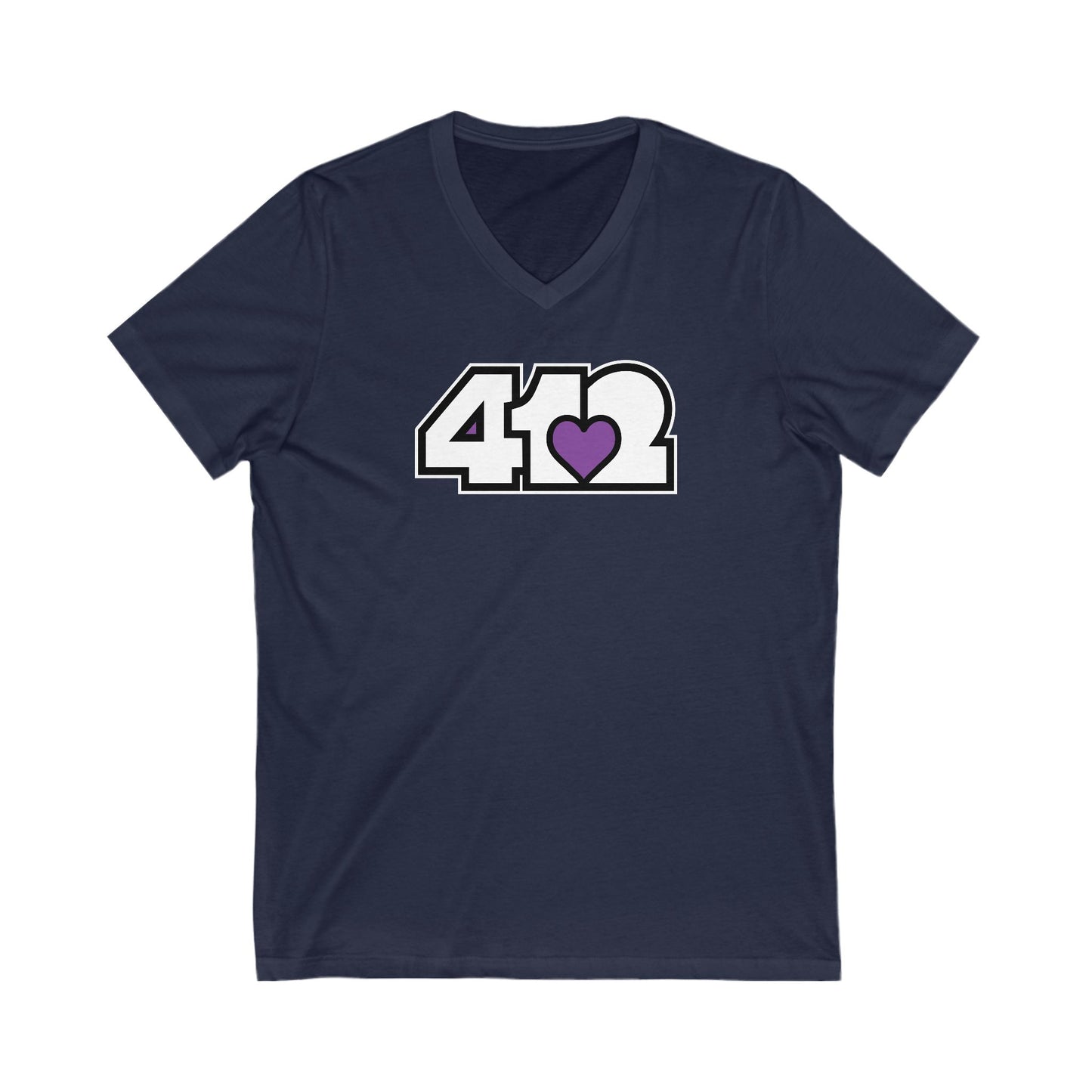 412 Women's V-Neck - Purple Heart, White Logo