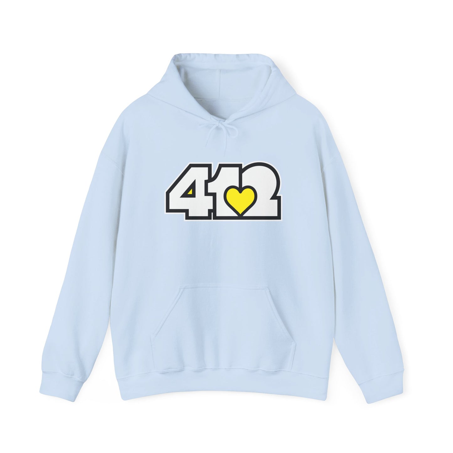 412 Classic Fit Adult Hoodie - Yellow Heart, White Logo