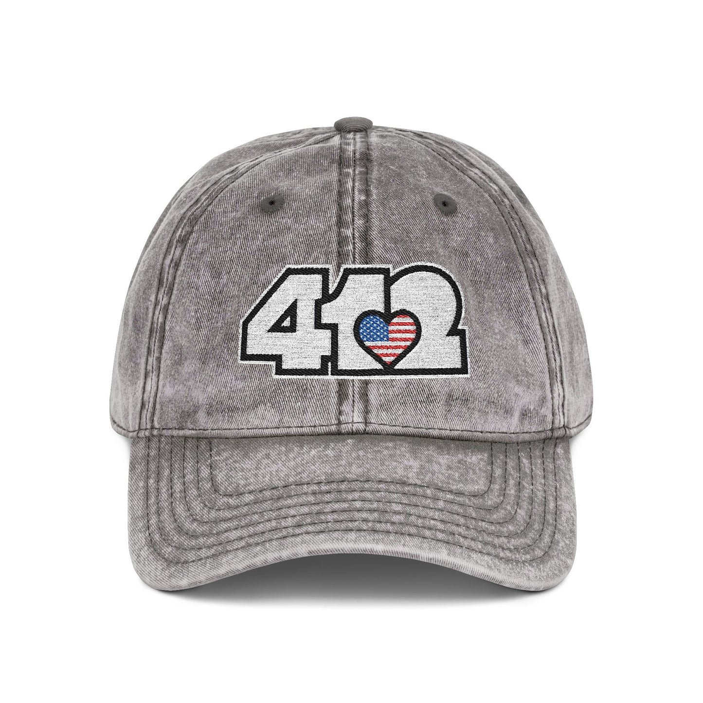 412 Vintage Crown – Embroidered Stars & Stripes Heart, White Logo