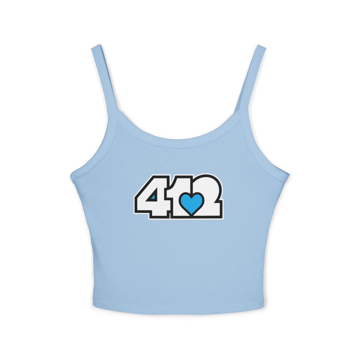412 Women’s Camisole – Blue Heart, White Logo