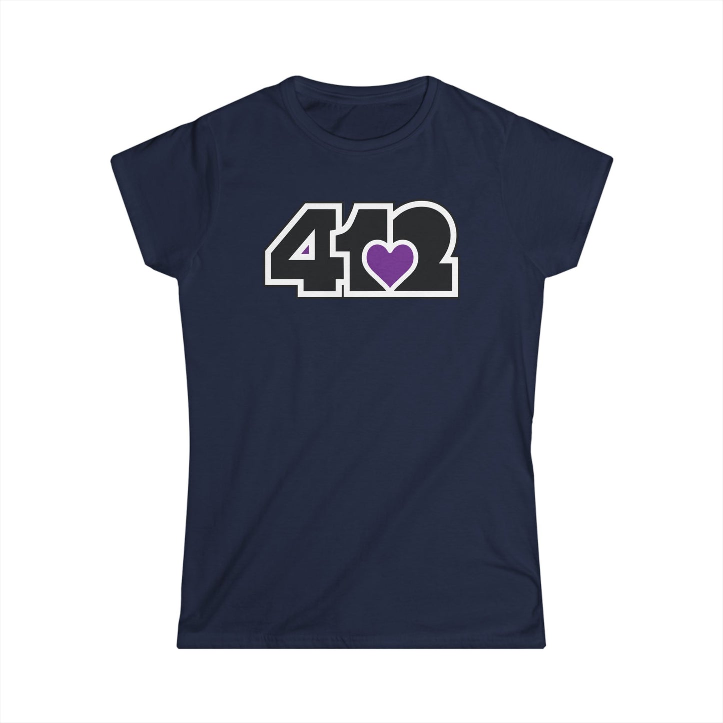 412 Women's Softstyle Tee - Purple Heart, Black Logo