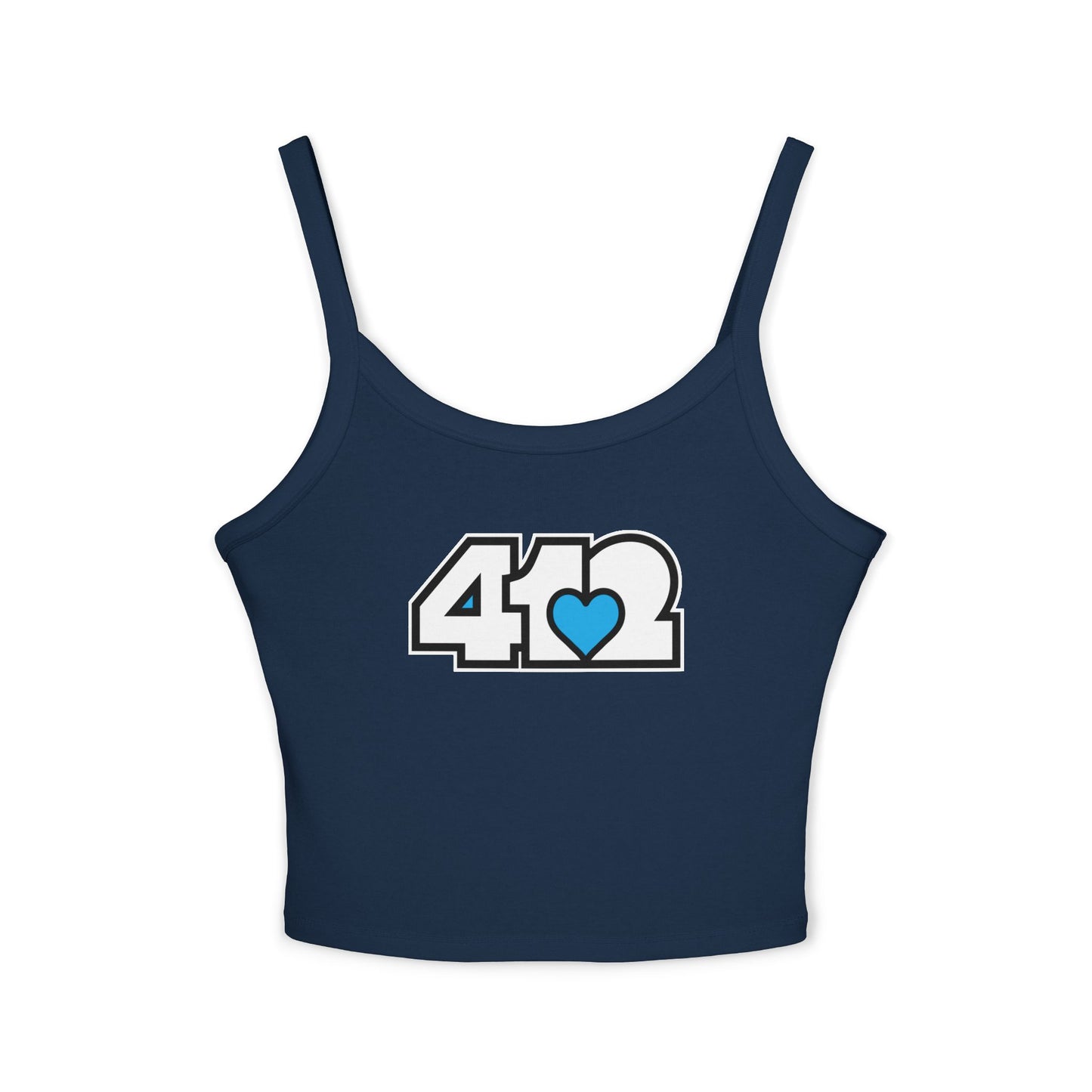 412 Women’s Camisole – Blue Heart, White Logo