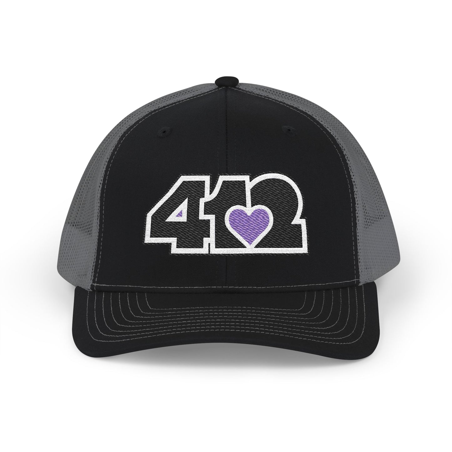 412 Snapback Crown – Embroidered Purple Heart, Black Logo