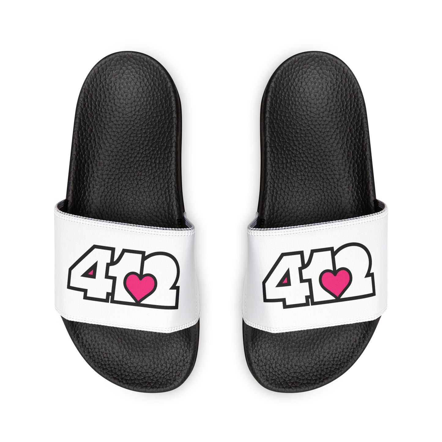 412 Men's Slides - Pink Heart, White Logo