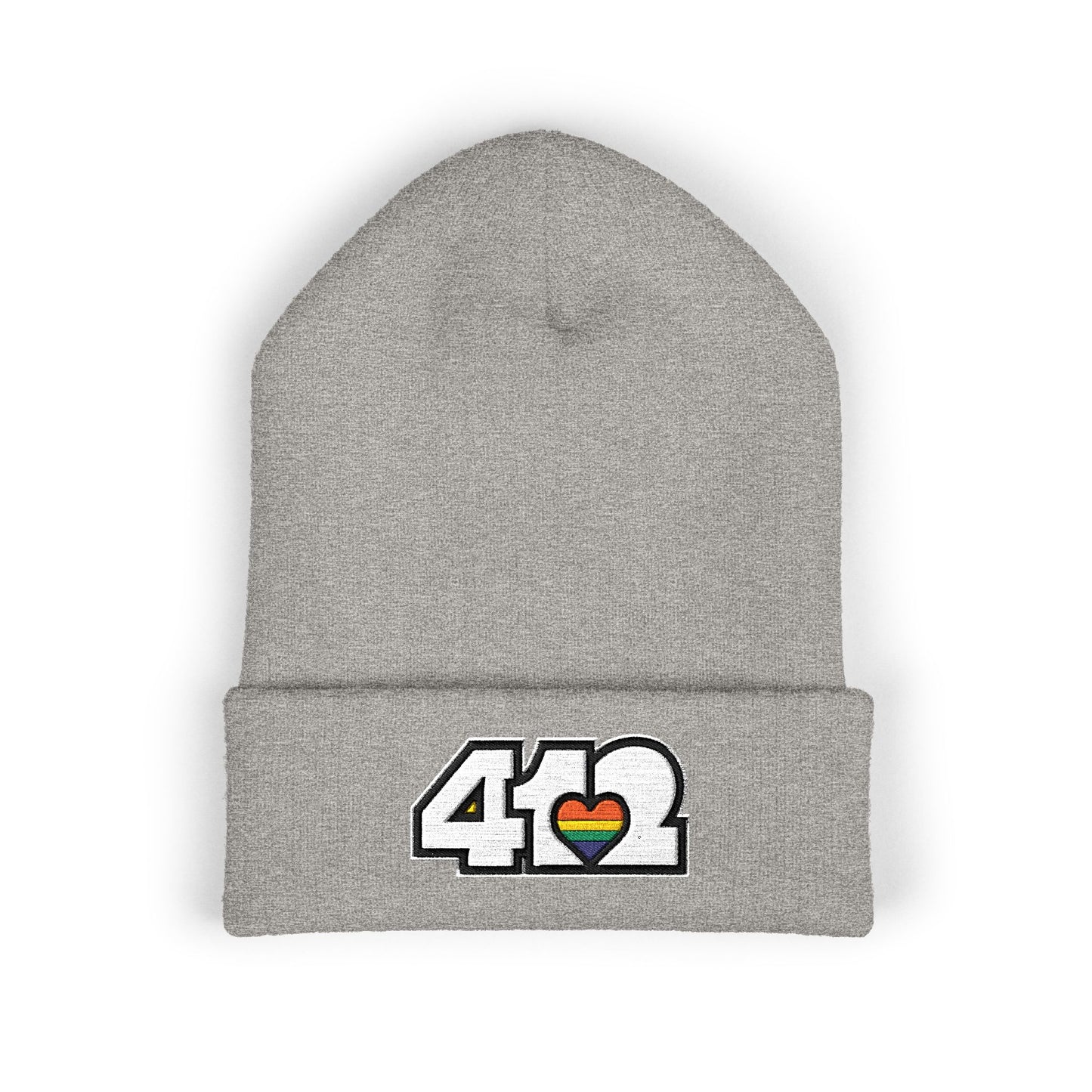 Rainbow Heart Embroidered Beanie Hat