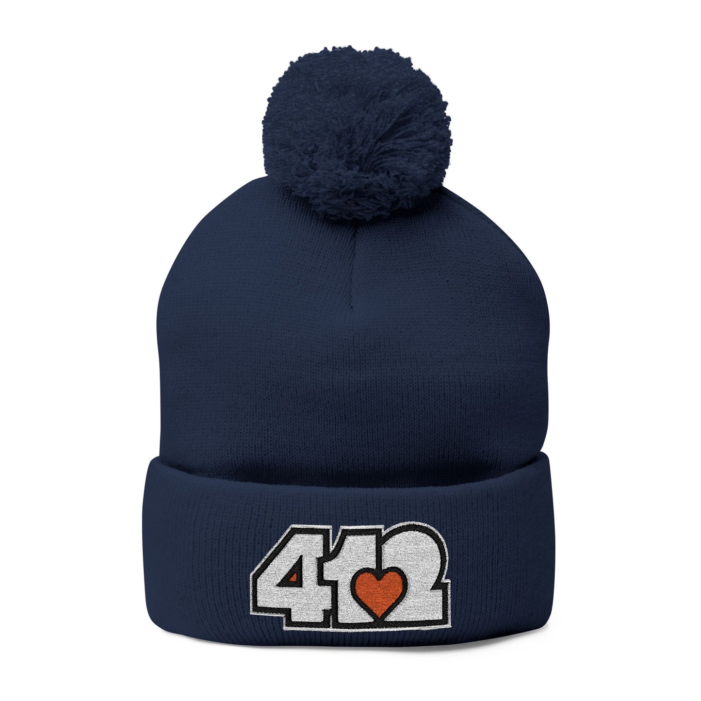 412 Bobble Crown - Embroidered Orange Heart, White Logo