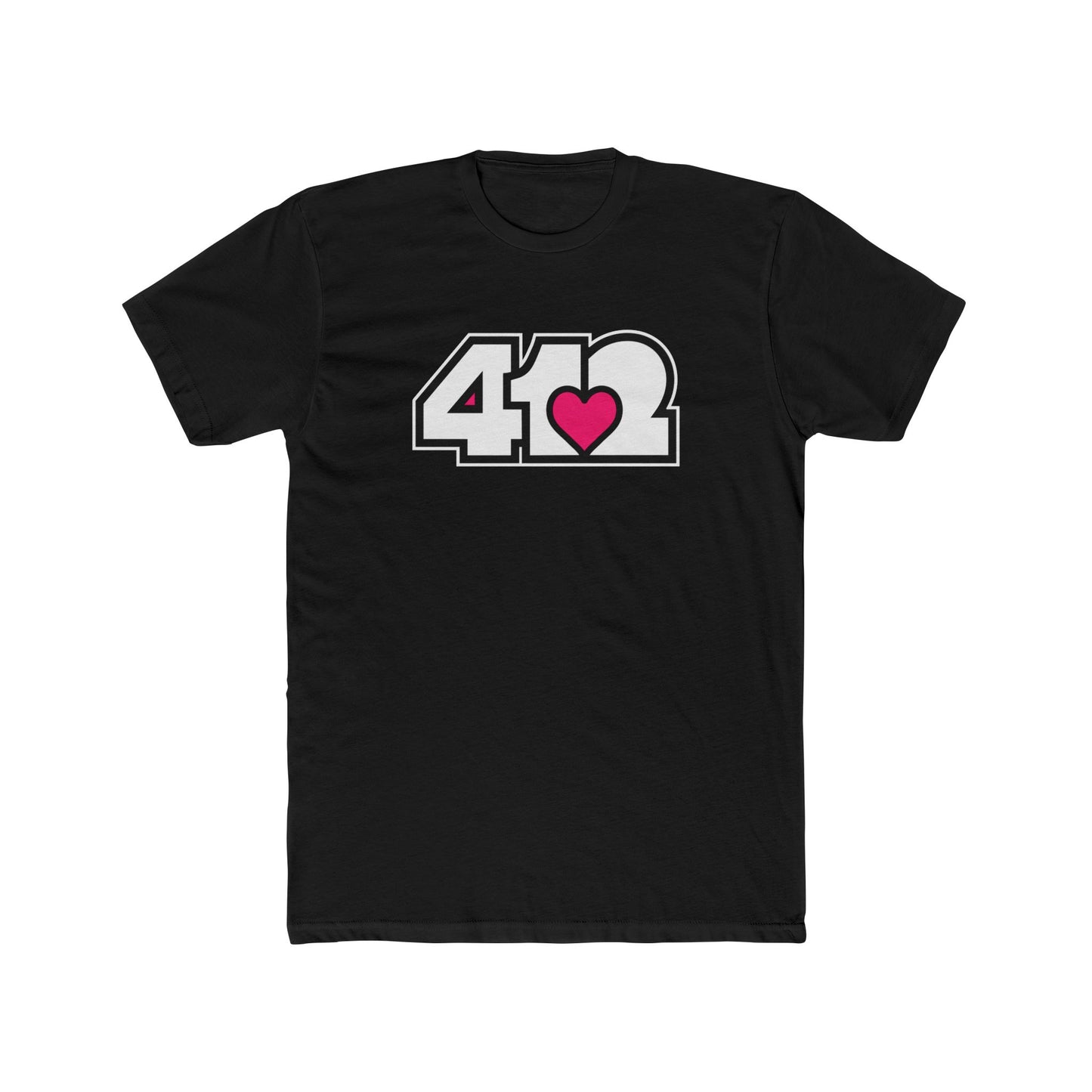 412 Contoured Fit Tee - Pink Heart, White Logo
