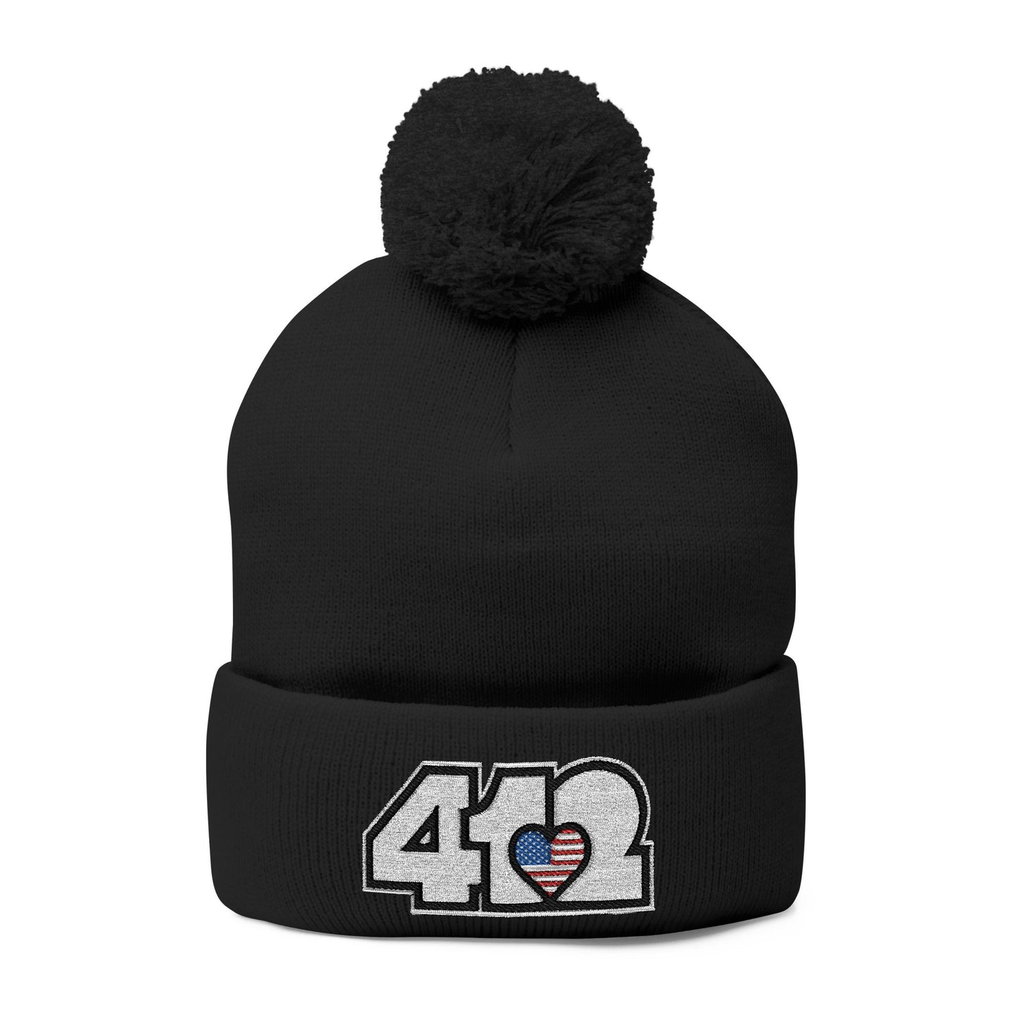 412 Bobble Crown - Embroidered Stars & Stripes Heart, White Logo