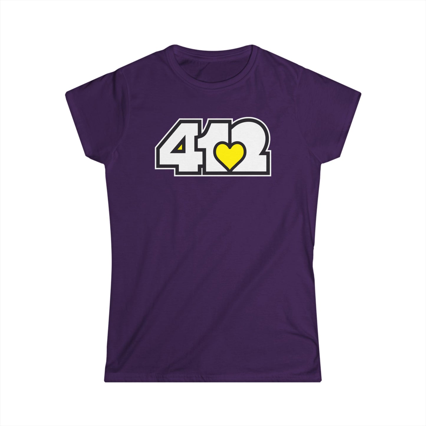 412 Women's Softstyle Tee - Yellow Heart, White Logo