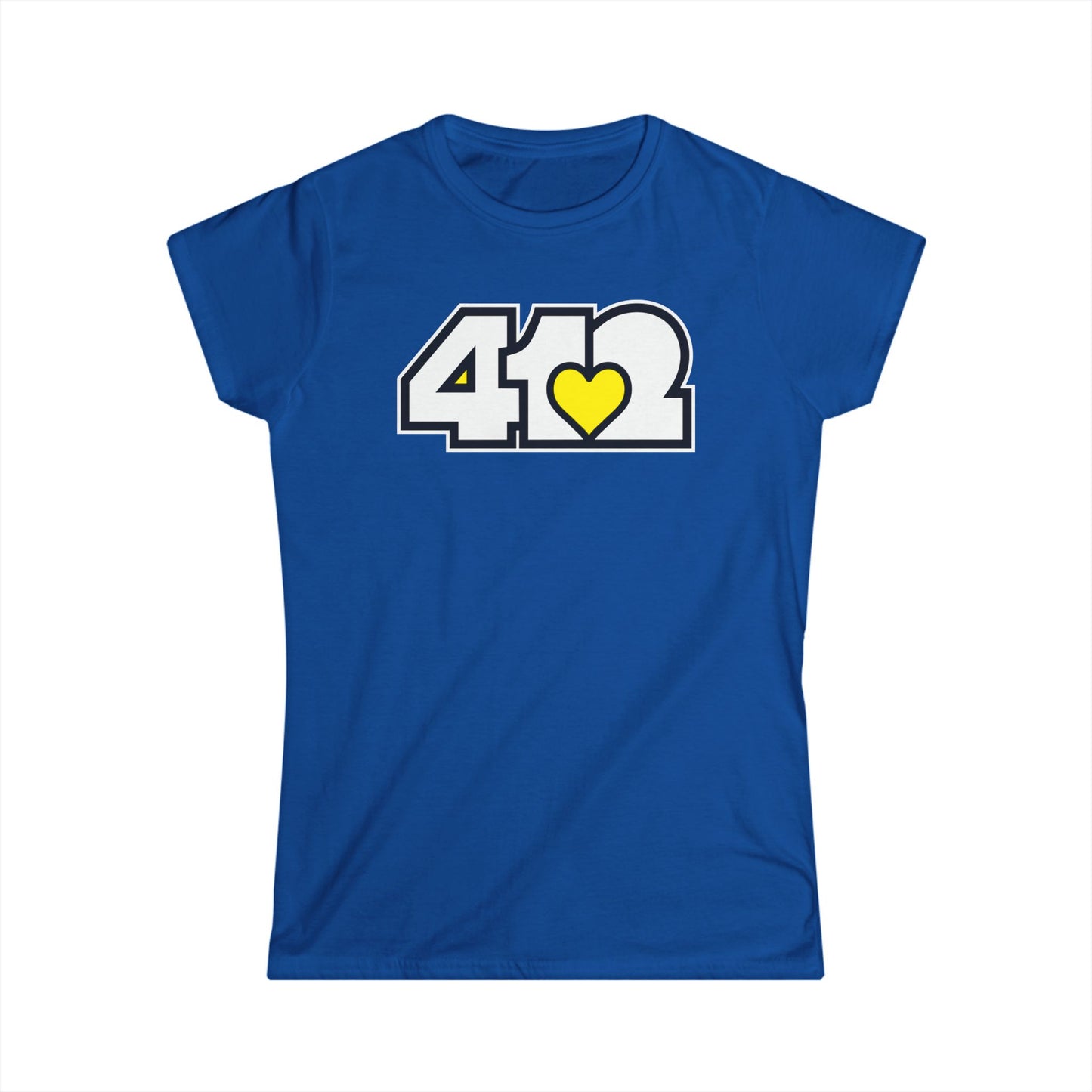 412 Women's Softstyle Tee - Yellow Heart, White Logo