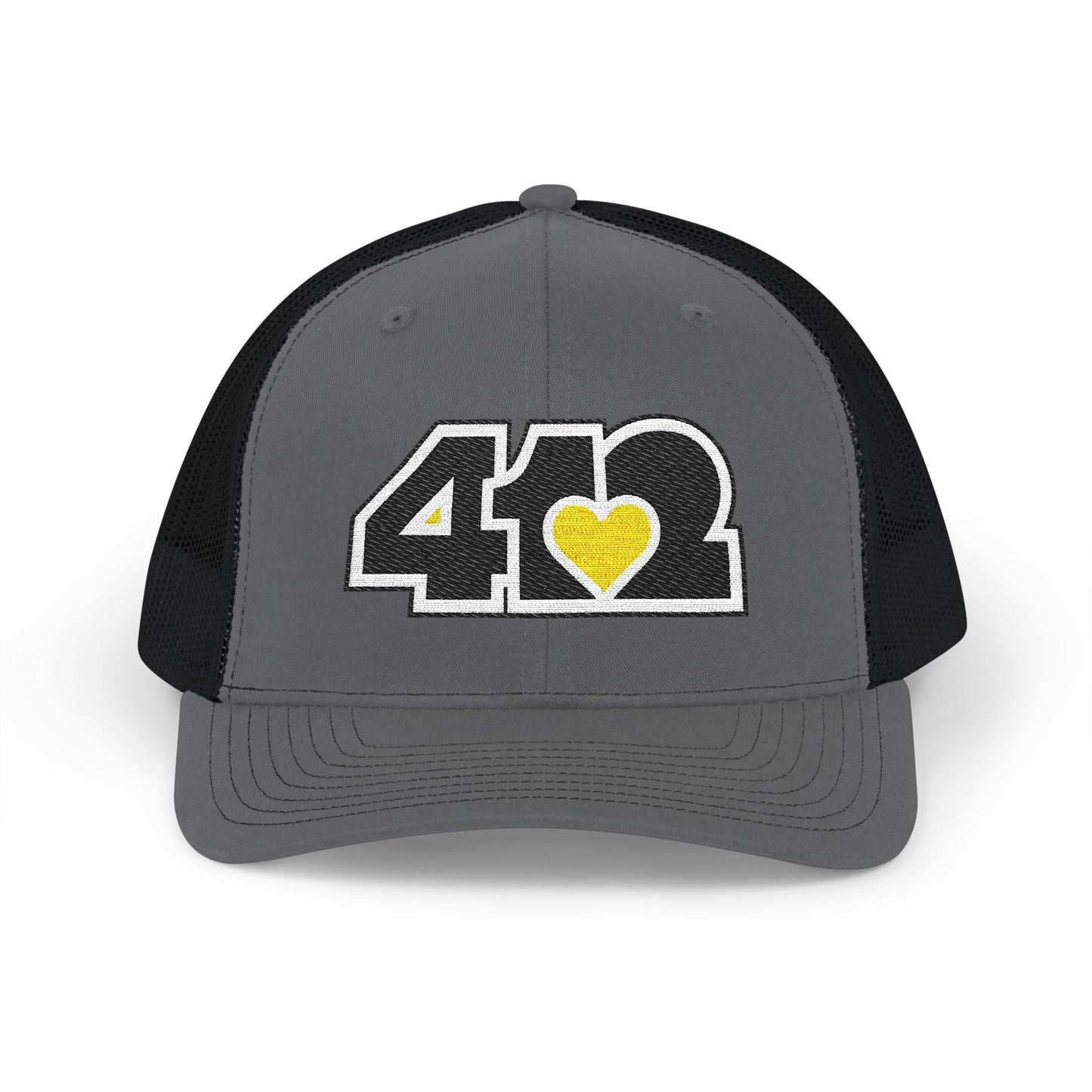 412 Snapback Crown – Embroidered Yellow Heart, Black Logo