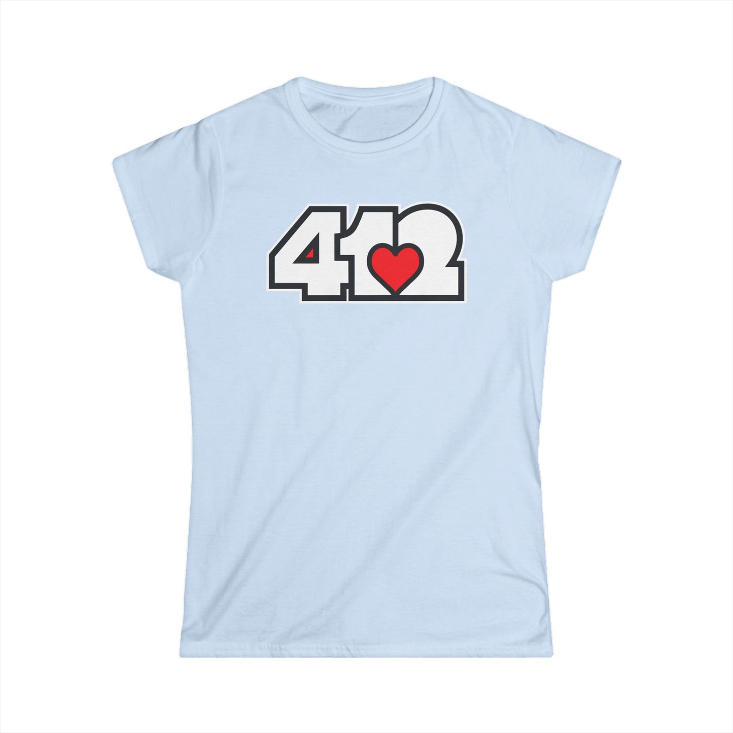 412 Women's Softstyle Tee - Red Heart, White Logo