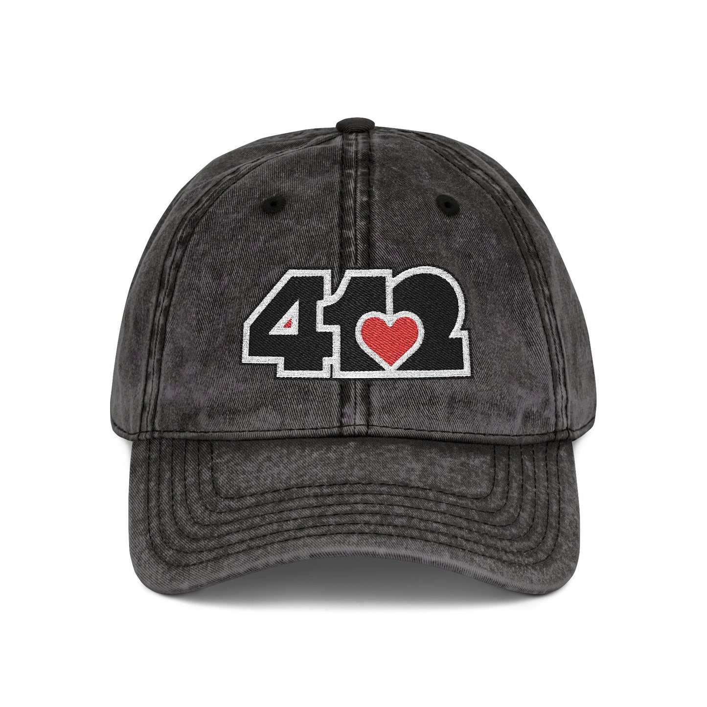 412 Vintage Crown – Embroidered Red Heart, Black Logo