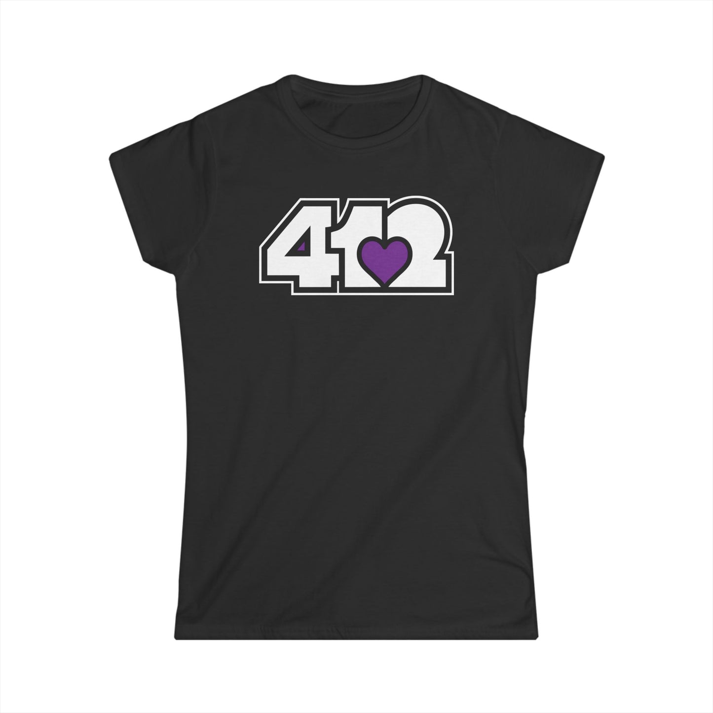 412 Women's Softstyle Tee - Purple Heart, White Logo