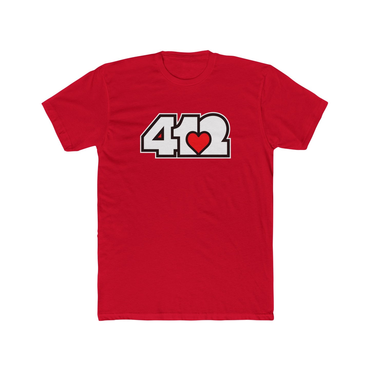 412 Contoured Fit Tee - Red Heart, White Logo