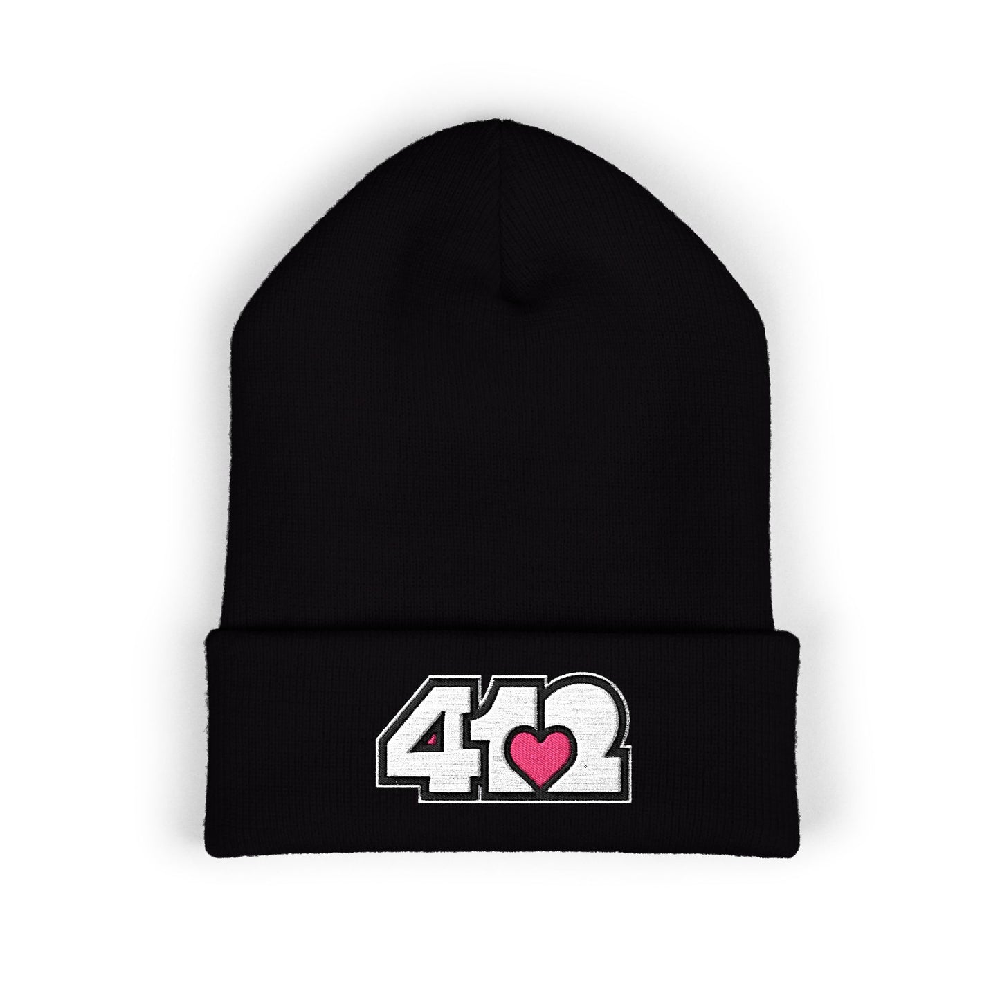 Pink Heart Embroidered Beanie Hat
