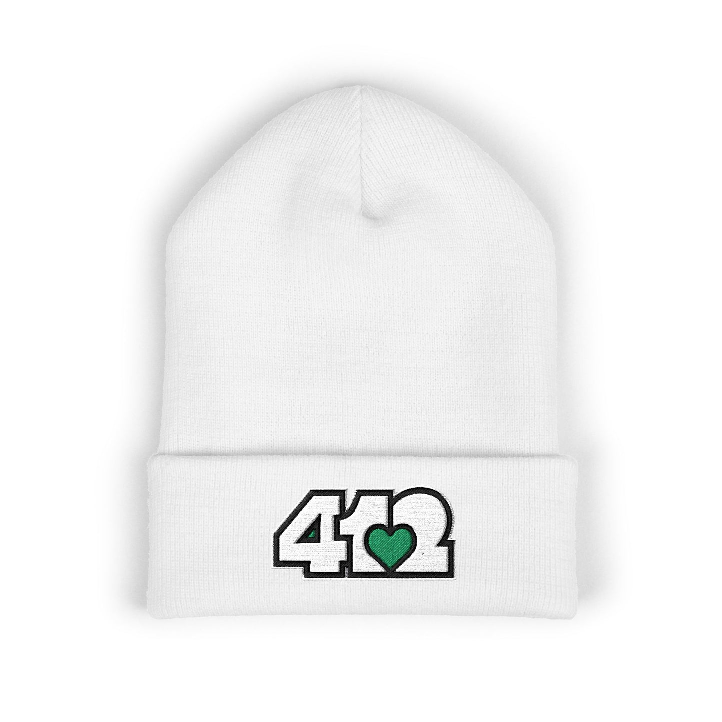 Green Heart Embroidered Beanie Hat