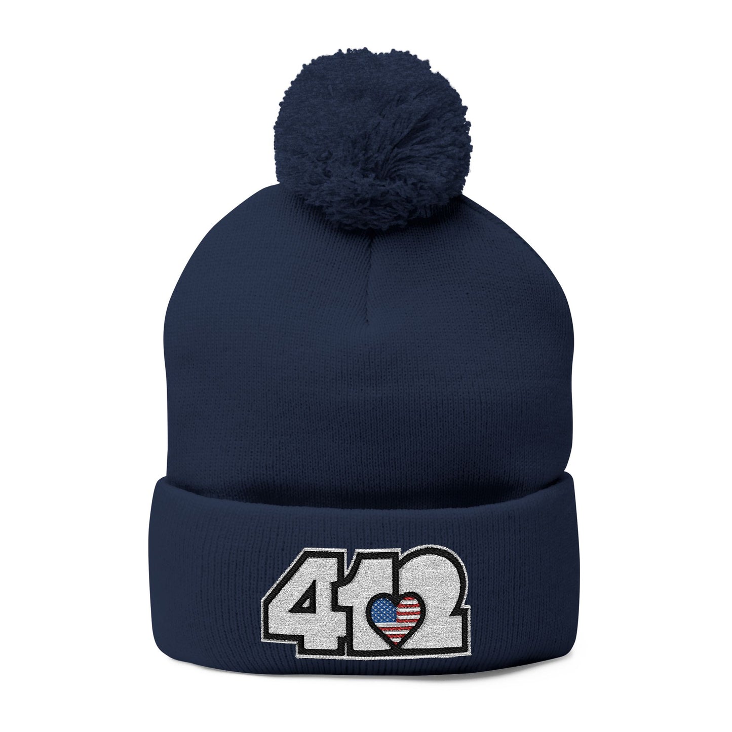 412 Bobble Crown - Embroidered Stars & Stripes Heart, White Logo