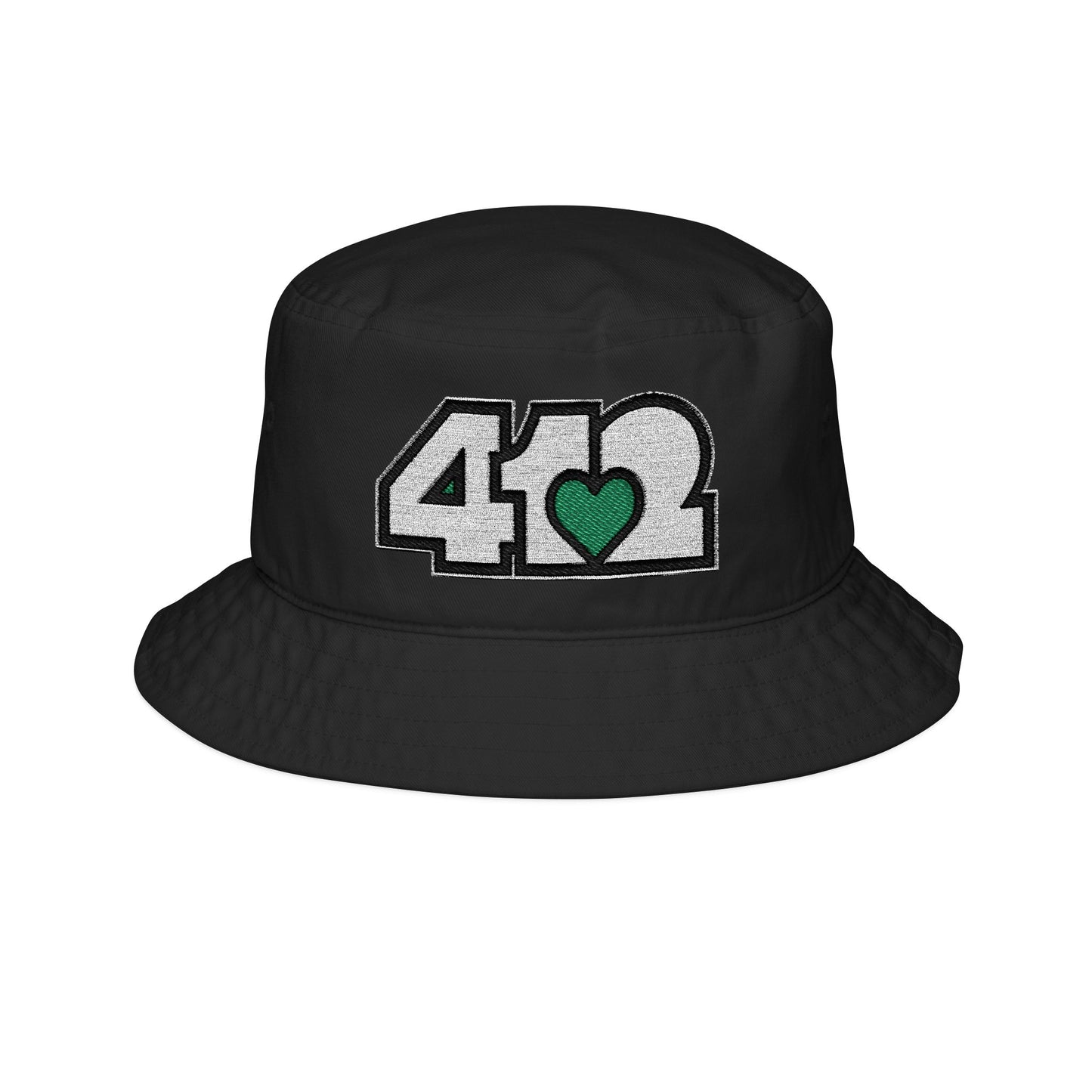 Green Heart Embroidered Bucket Hat