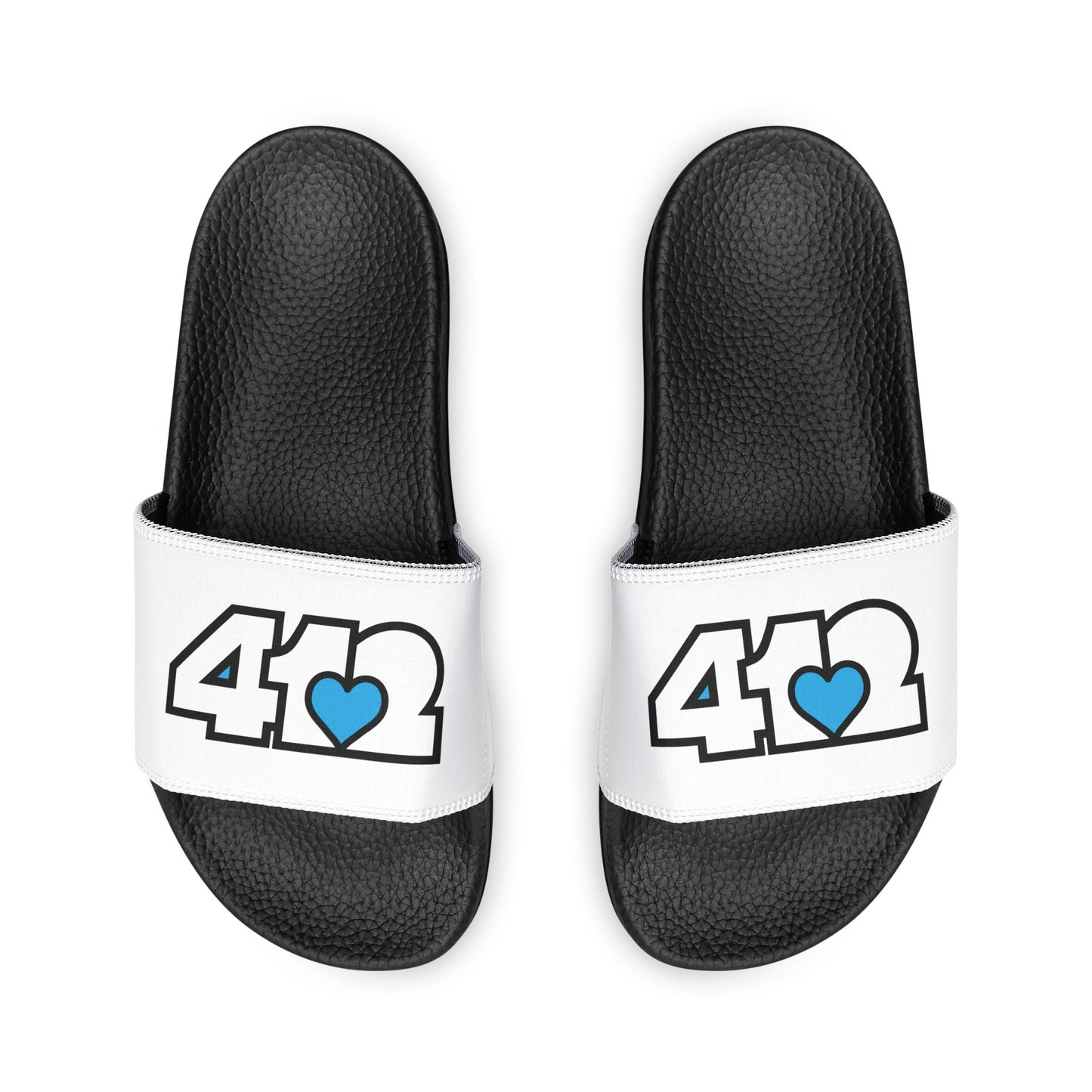 412 Men's Slides - Blue Heart, White Logo