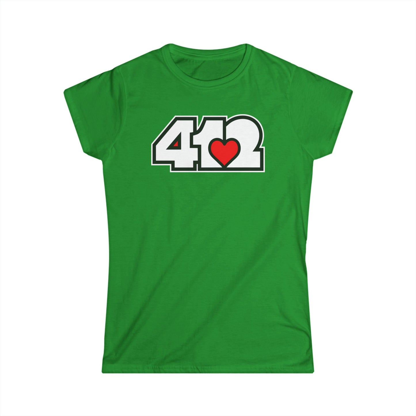 412 Women's Softstyle Tee - Red Heart, White Logo