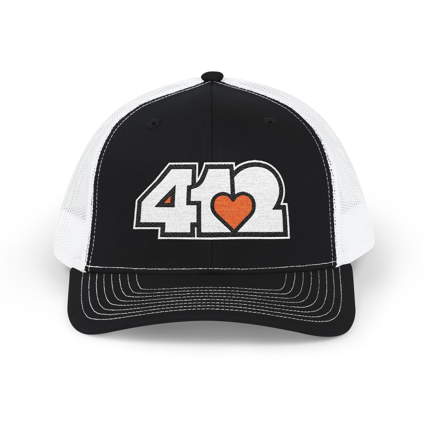 Orange Heart Embroidered Snapback Cap