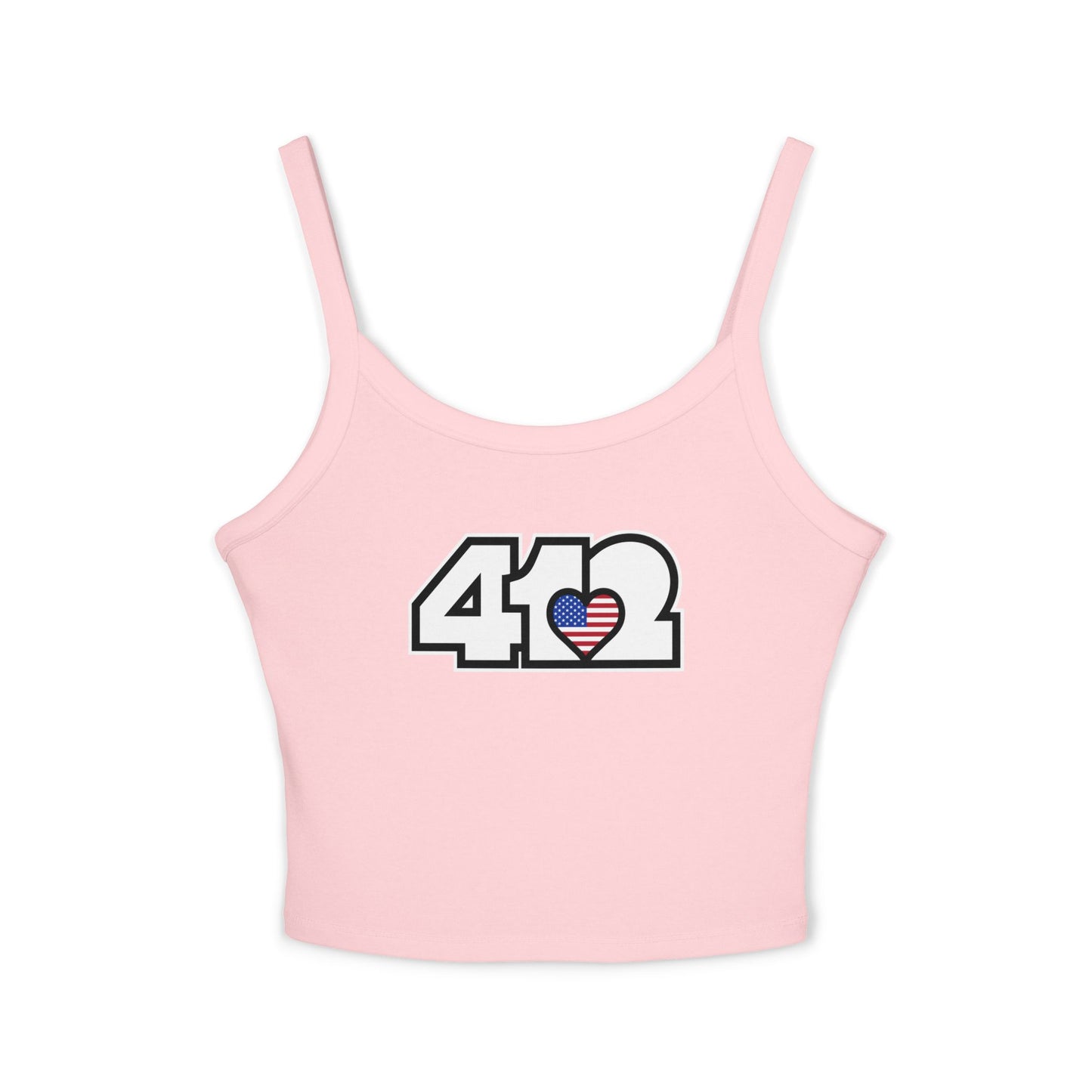 412 Women’s Camisole – Stars & Stripes Heart, White Logo