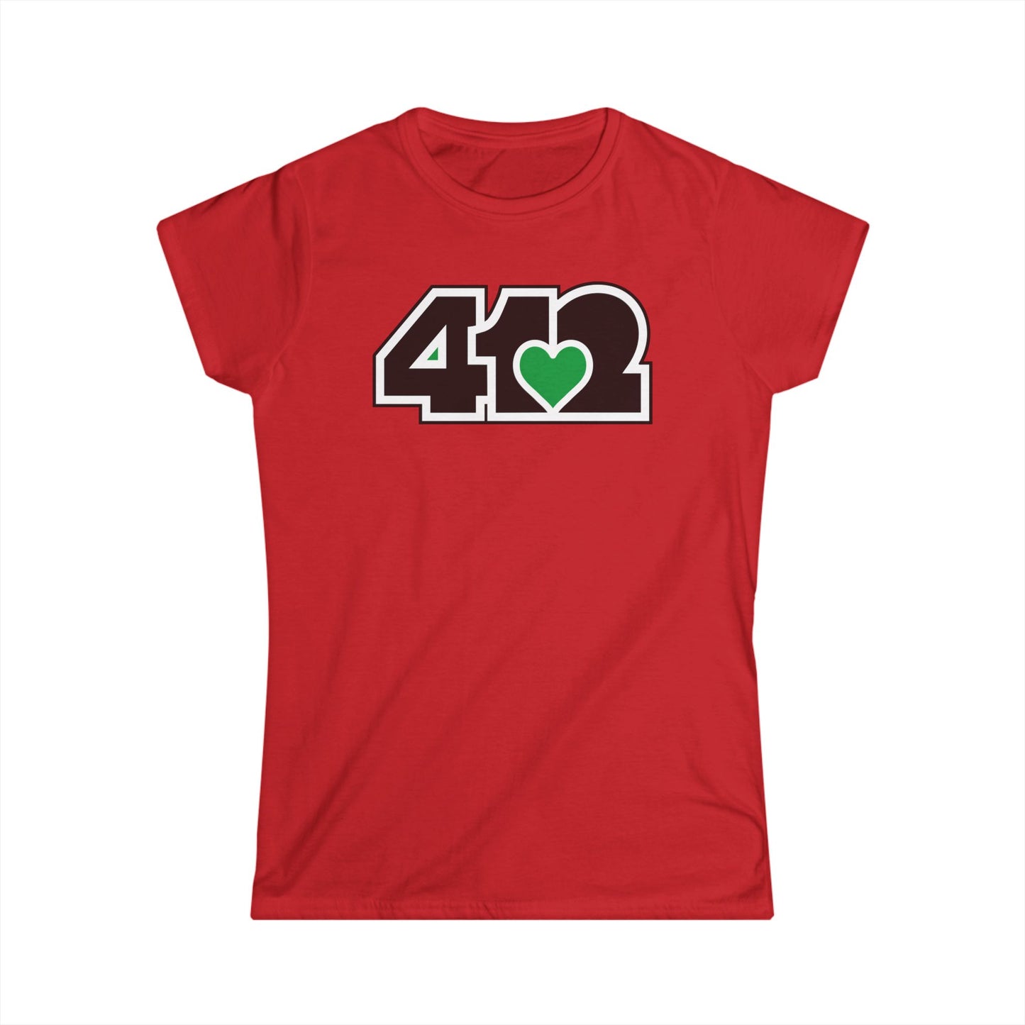 412 Women's Softstyle Tee - Green Heart, Black Logo