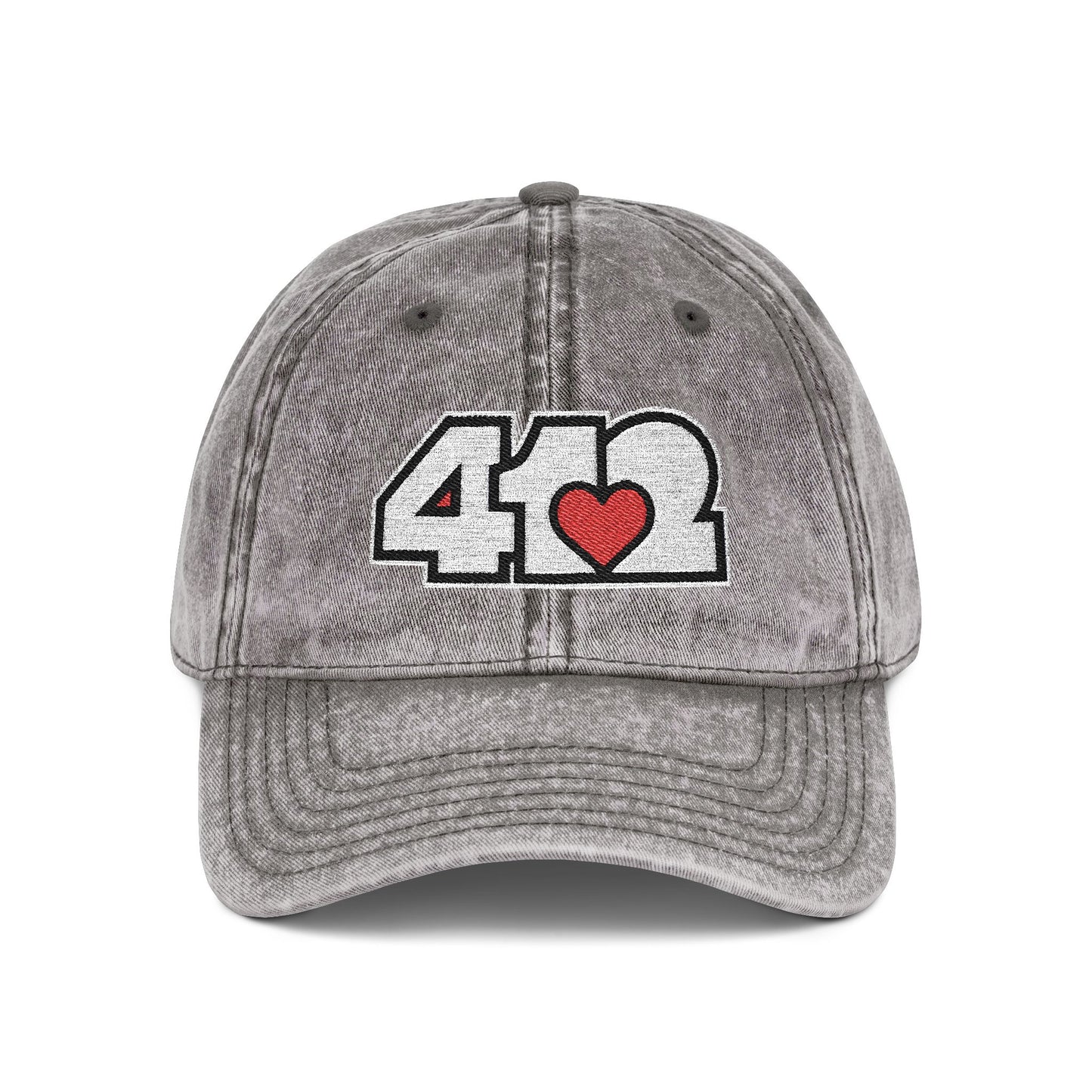 412 Vintage Crown – Embroidered Red Heart, White Logo