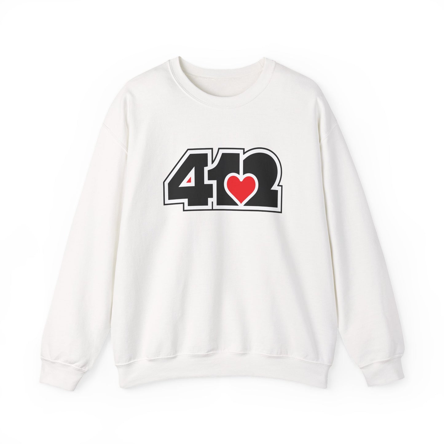412 Crew Neck Sweatshirt - Red Heart, Black Logo