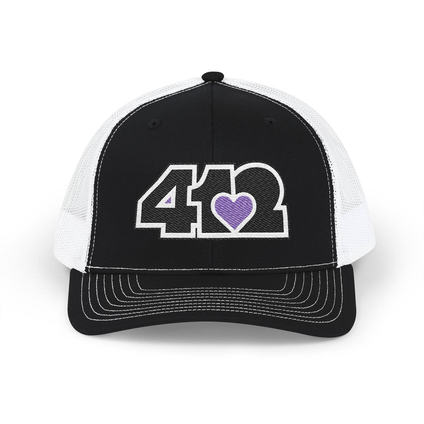 412 Snapback Crown – Embroidered Purple Heart, Black Logo
