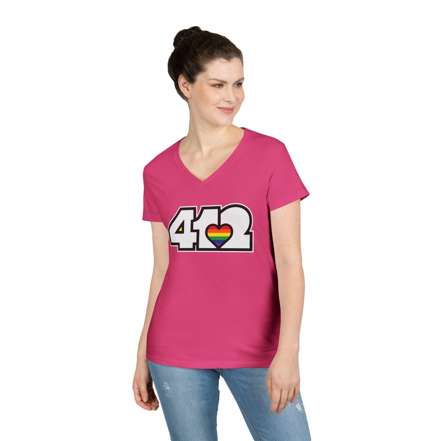 Rainbow Heart Women’s V-Neck